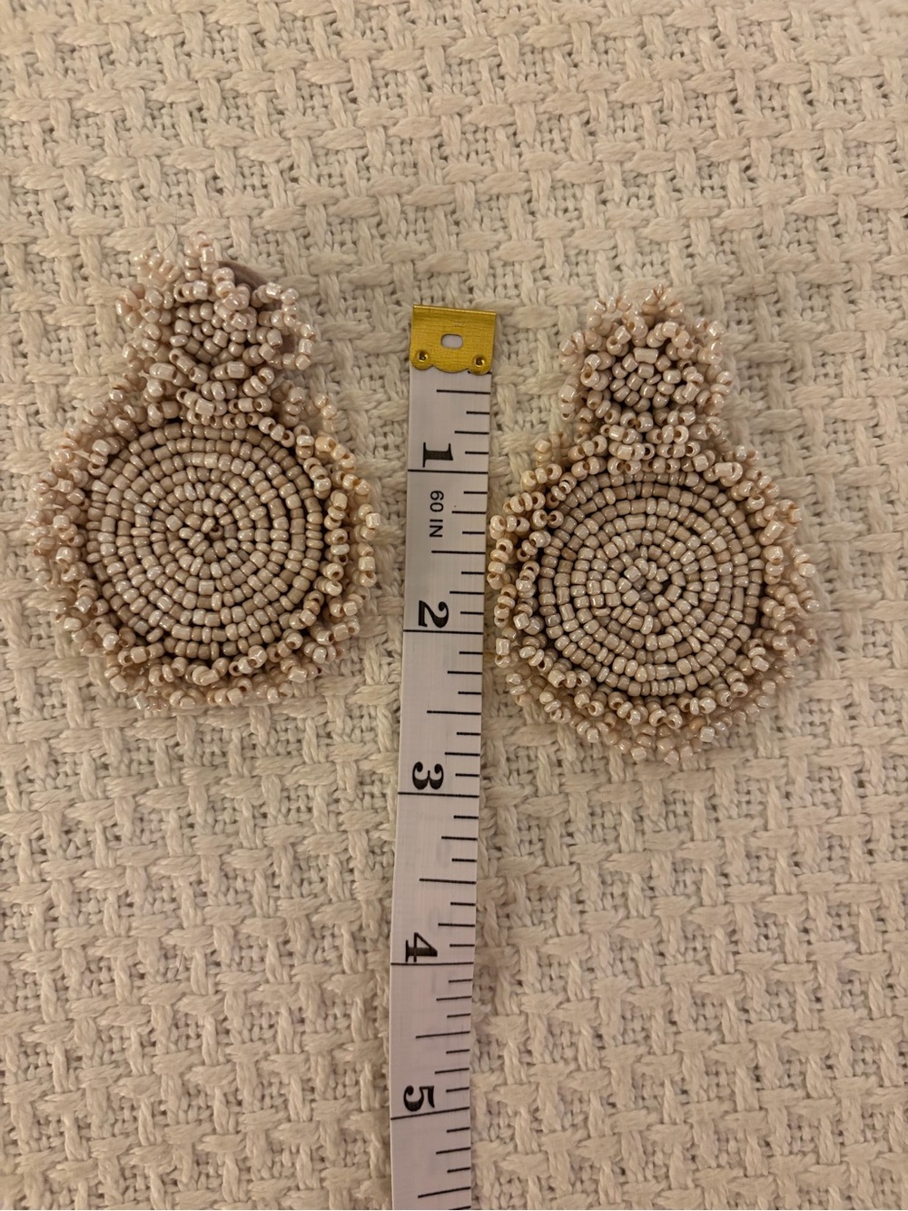 Boutique Beaded Statement Earrings - Cream GUC versatile monochrome neutral